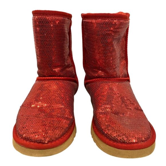 UGG Holiday Red Sequin Boots – Size 8 – Limited Edition Sparkle - Picture 9 of 15